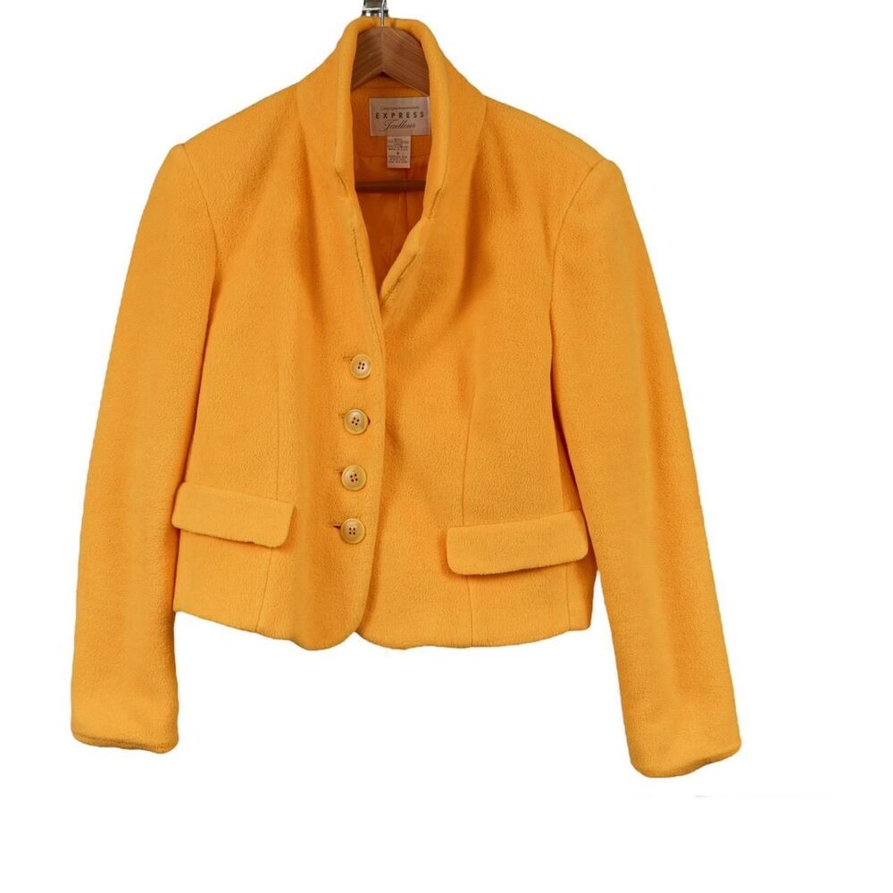 Vintage Express yellow mustard cropped blazer size S